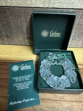 Galway Irish Crystal Shamrock Clover Wreath Christmas Ornament 3 inches